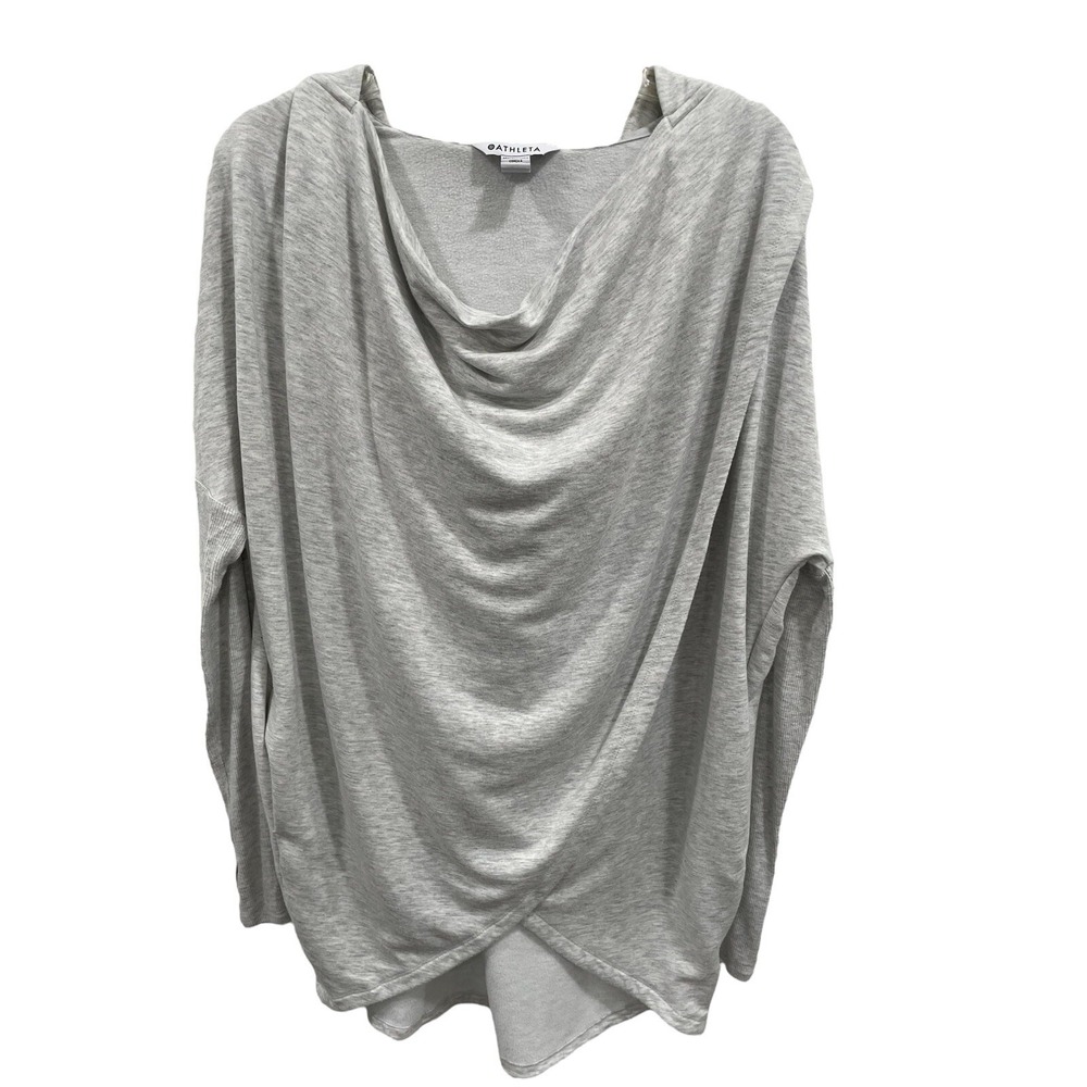 Athleta‎ Womens Sz S Purana Wrap Hooded Sweatshirt Gray Yoga SI55